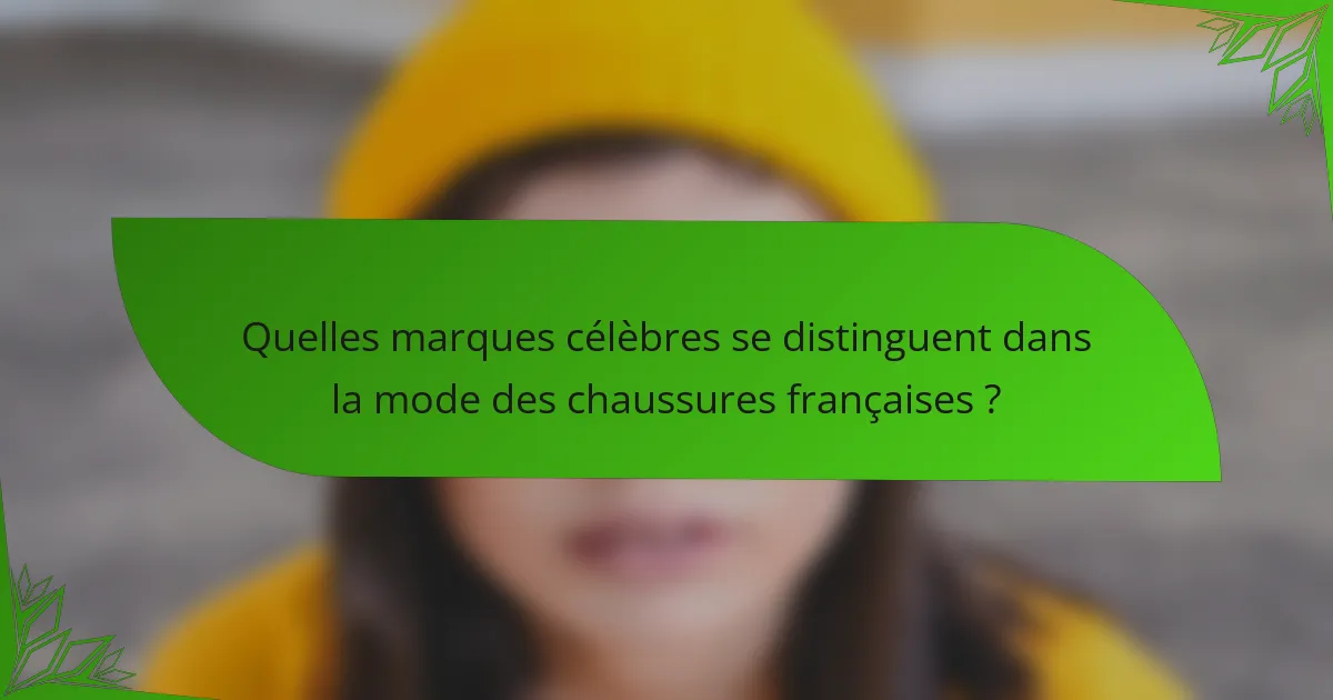 Quelles marques célèbres se distinguent dans la mode des chaussures françaises ?