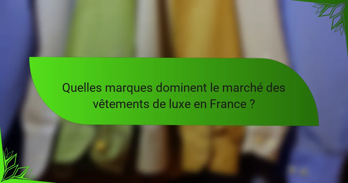 Quelles marques dominent le marché des vêtements de luxe en France ?