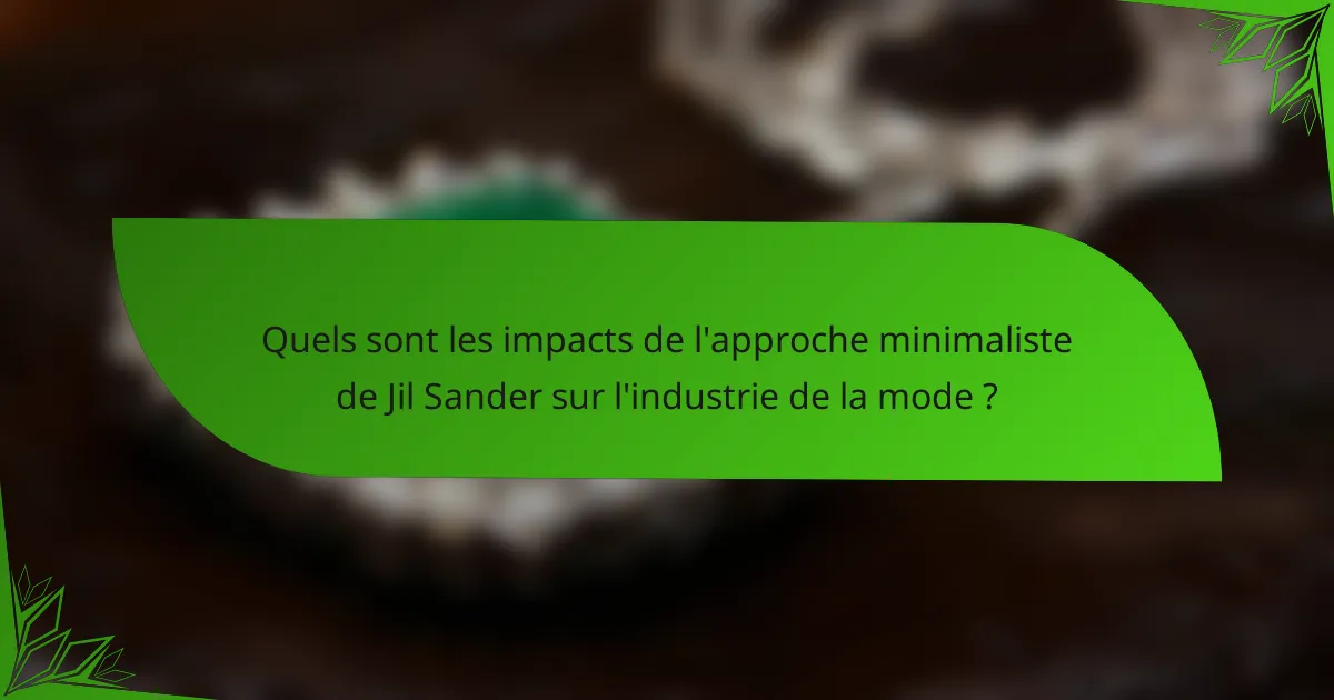 Quels sont les impacts de l'approche minimaliste de Jil Sander sur l'industrie de la mode ?